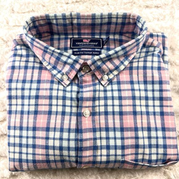 Vineyard Vines Performance Mens Plaid Slim Fit Tucker Shirt Size Large - Picture 13 of 13